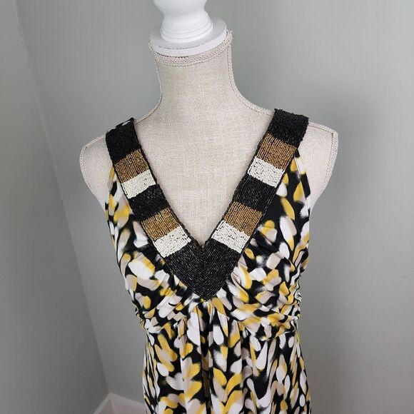 STYLE AND COMPANY WOMEN'S SLEEVELESS V NECK DRESS SIZE LARGE BEADED DETAIL - Picture 2 of 6